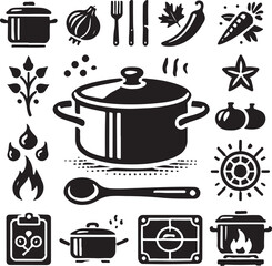 Hot pot silhouette vector with white background