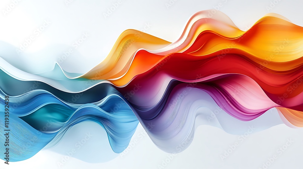 Aufkleber abstract colorful waves flowing dynamically across white background