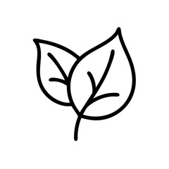 Leaf icon with two leaves featuring intricate vein patterns on a white background
