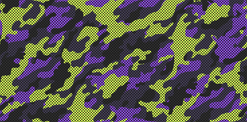 Stylish camouflage military pattern, seamless pattern with grid. Vector camouflage pattern for clothing design.