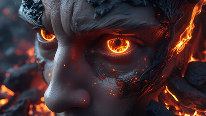 "Molten Gaze: The Fiery Essence of Intensity"