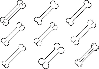 dog bone silhouette line art 
