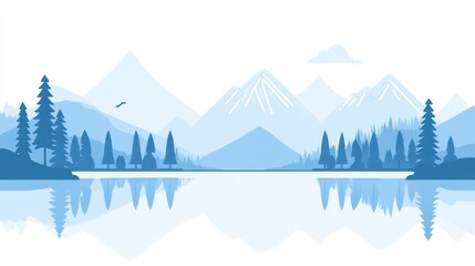 Mountain lake serene landscape reflection design