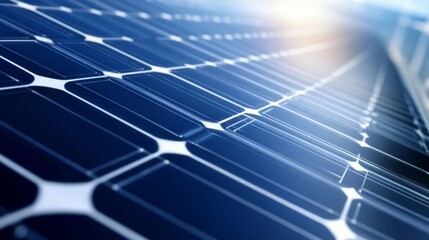 Close-up view of solar panels with sunlight reflection