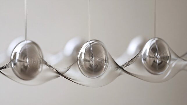 Vibrational pattern of pendulums within harmonic motion mechanical resonance