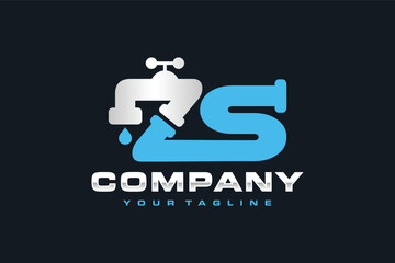 letter ZS water tap logo