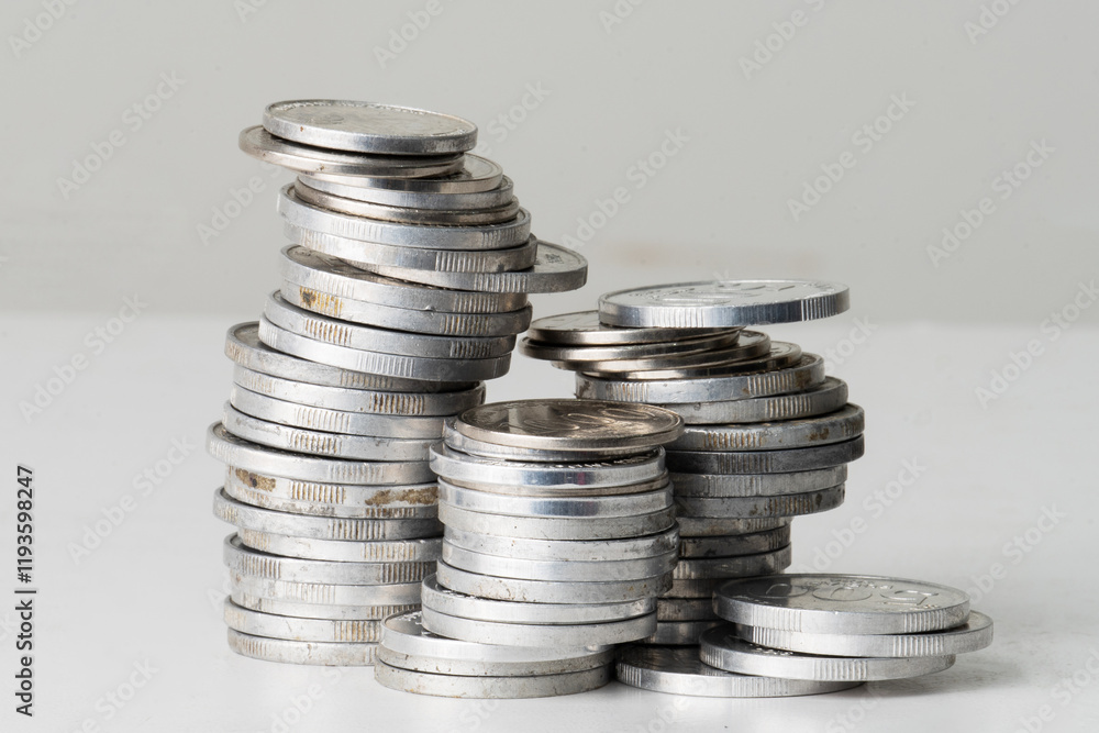 Poster abstract stack of coins isolated