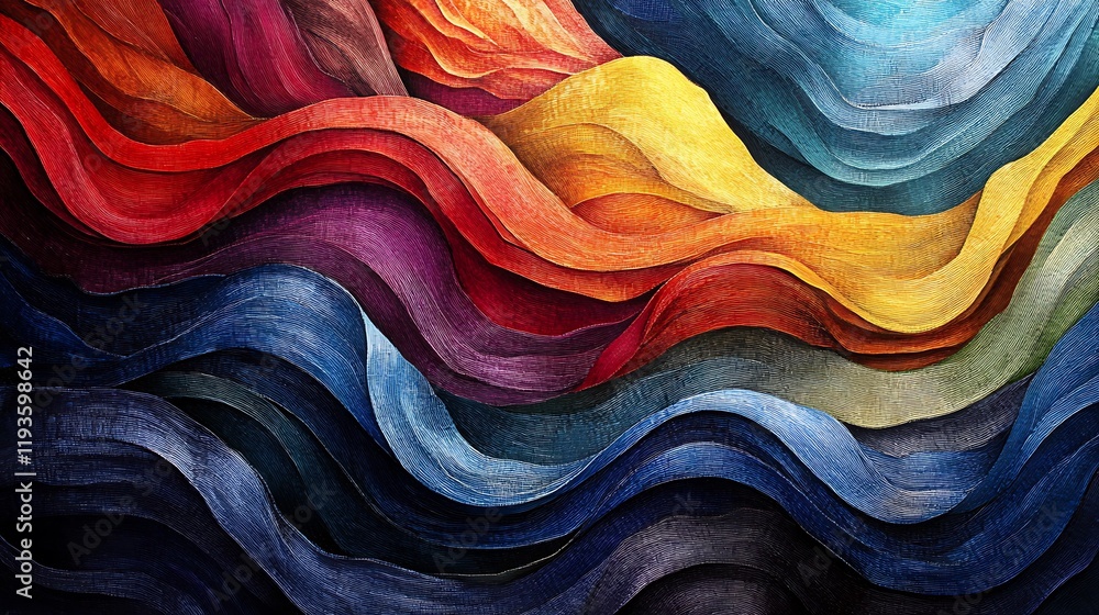 Poster abstract colorful waves pattern artwork