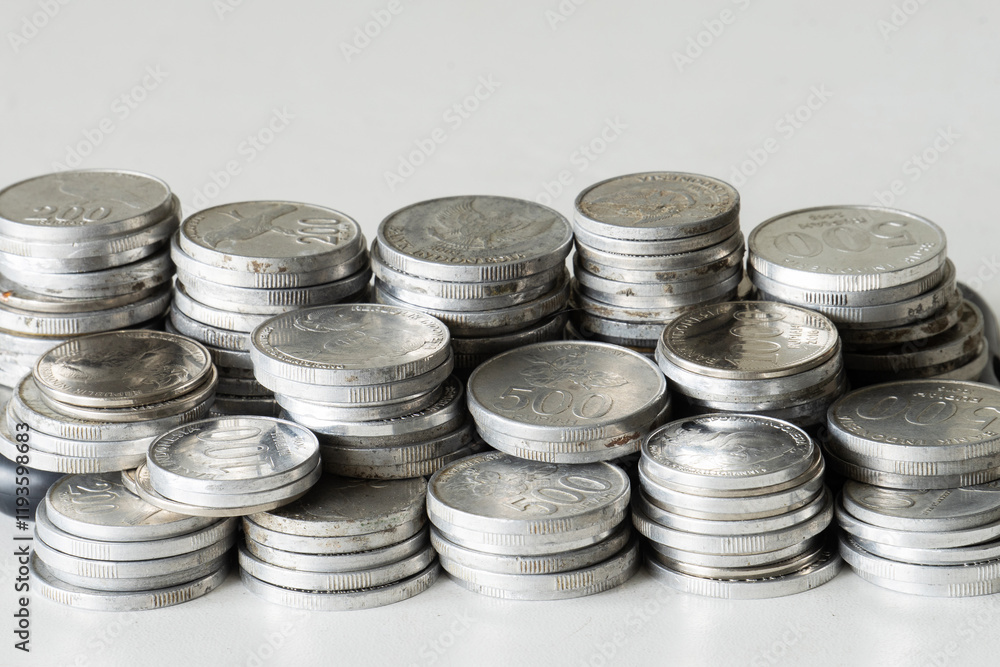 Poster stack of saving coins background