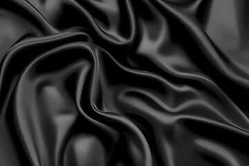 Fototapeta premium Draped Black Silk Fabric Showing Soft Waves