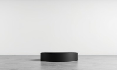 Minimalist black podium in empty space