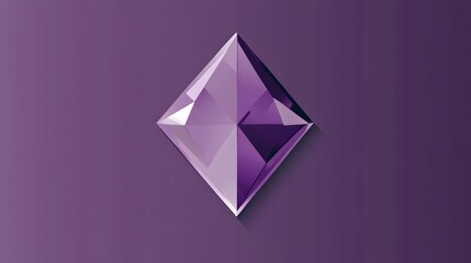 A Purple Diamond Shaped Gemstone on Purple Background