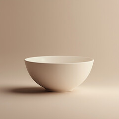 Minimalist empty ceramic bowl on a beige background.