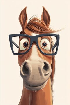 Comic-Pferd mit der Nerd-Brille
