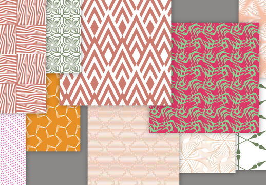 Collection of seamless geometric minimalistic patterns