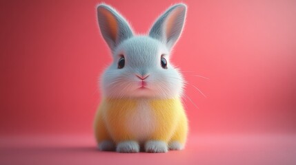 Fototapeta premium A cute rabbit with a yellow