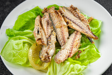 mackerel can seafood salad fresh tasty food dish delicious gourmet food background on the table rustic food top view copy space keto and paleo diet Vegetarian  food pescetarian diet