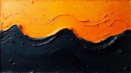 abstract colorful background of orange and black flowers. art painting, oil or acrylic brush strokes