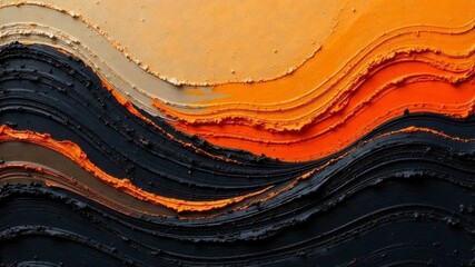 abstract colorful background of orange and black flowers. art painting, oil or acrylic brush strokes