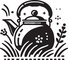 Hot pot silhouette vector with white background