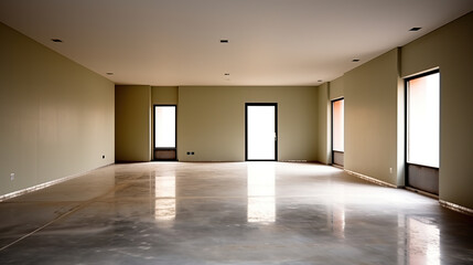 Obraz premium Empty Modern Interior Space with Polished Concrete Floor