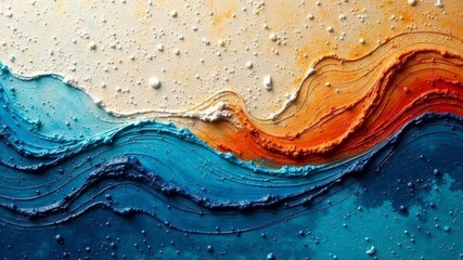 abstract colorful background of orange and blue flowers. art painting, oil or acrylic brush strokes