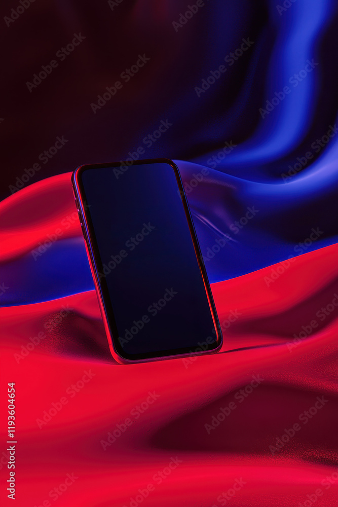 Poster Modern Smartphone Displaying Cutting-Edge Design and Vibrant Colors in a Futuristic Abstract Setting
