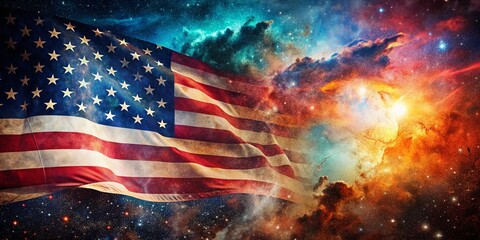 Memorial Day Double Exposure: Starry Sky & American Flag with Customizable Greeting