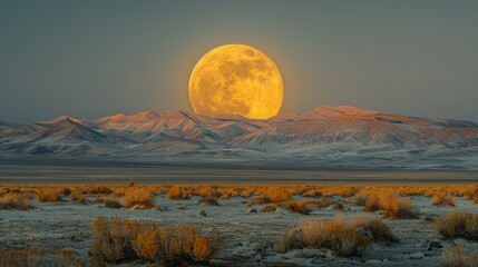 full moon over brown mountain