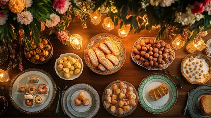 Assorted Pastries and Cakes Decorated Table