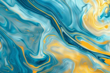 Obraz premium Image of Blue and yellow liquid fluid art pattern. Texture for background usage