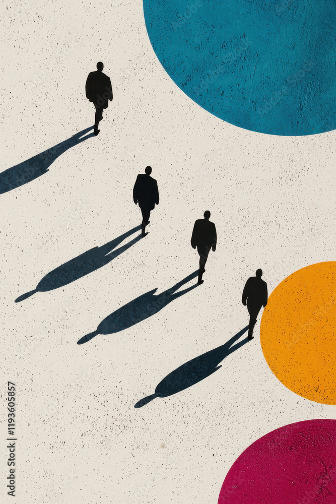 Poster exploring the intersection of shadows and geometry: a minimalist approach to abstract art and human 