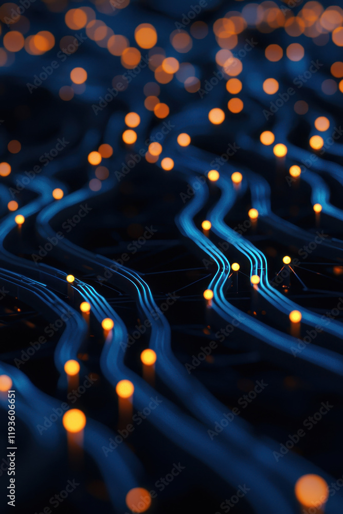 Aufkleber illuminated circuitry network with glowing paths showcasing modern technology and innovation