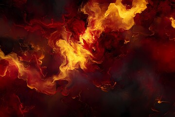 Obraz premium Abstract fiery swirls in shades of red and gold