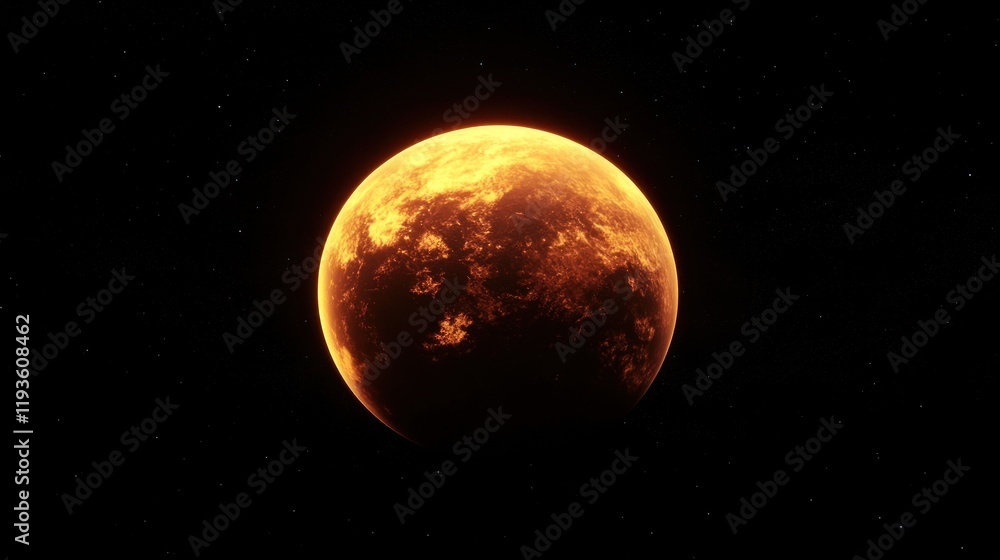 Canvas Prints fiery celestial body glowing in the vast darkness of space a stunning view of an orange planet