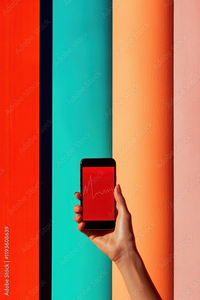 Poster dynamic smartphone display with vibrant colors and modern design for innovative technology enthusias