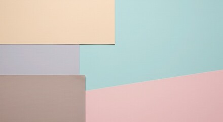 Fototapeta premium Pastel Geometric Paper Background with Light Yellow, Gray, Brown, Pink and Turquoise