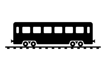 Train carriage icon. Black silhouette. Side view. Vector simple flat graphic illustration. Isolated object on white background. Isolate. © far700
