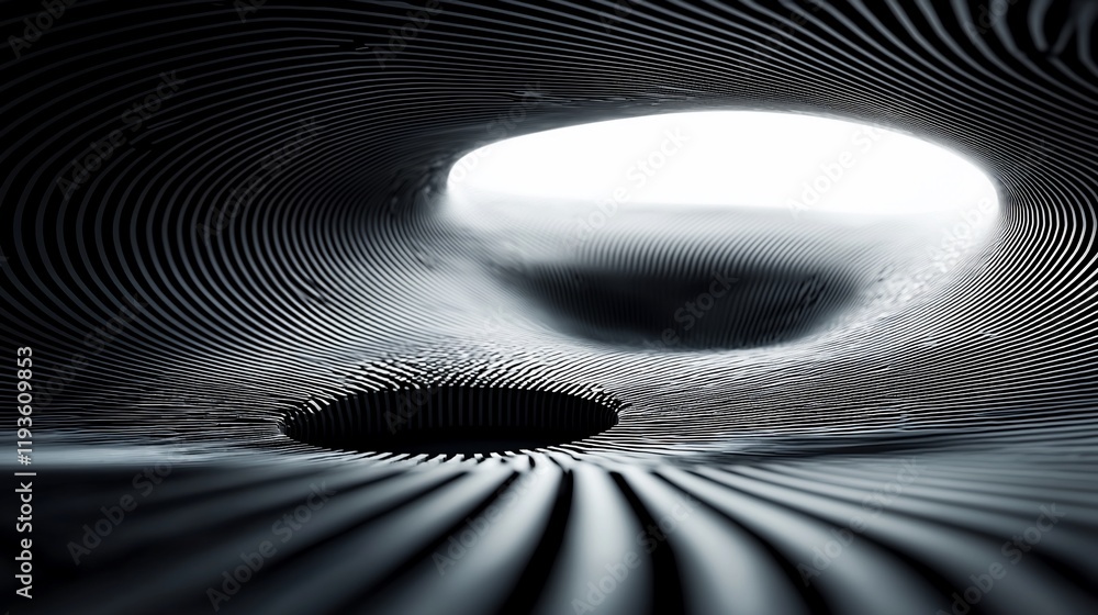 Poster abstract dark tunnel with light at the end.