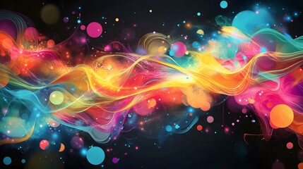 Fototapeta premium Abstract Colorful Waves and Sparkling Lights