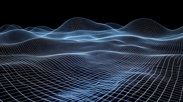 Mathematical physics depicted through intricate wave grids theoretical models showcasing abstract scientific representations