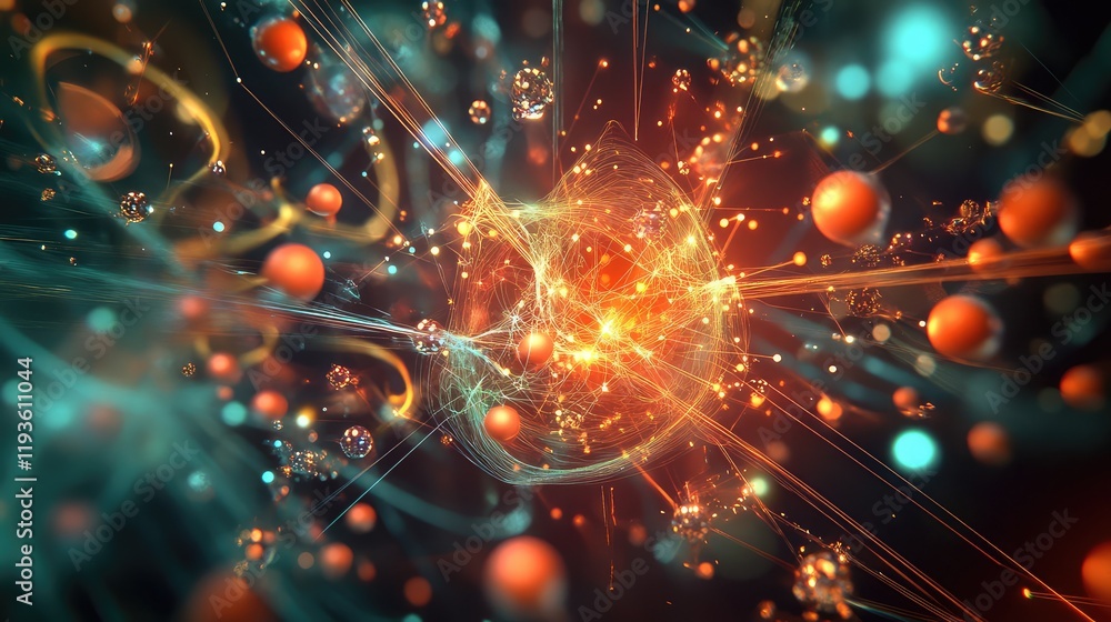 Poster quantum bioinformatics in personalized medicine, visualizing quantum systems analyzing patient genet