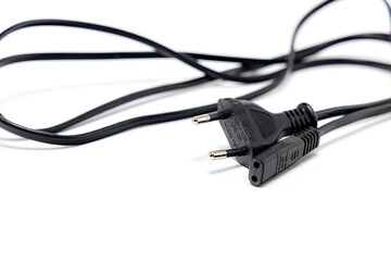Long black cable with connection to electricity in one side and to charge device at the end