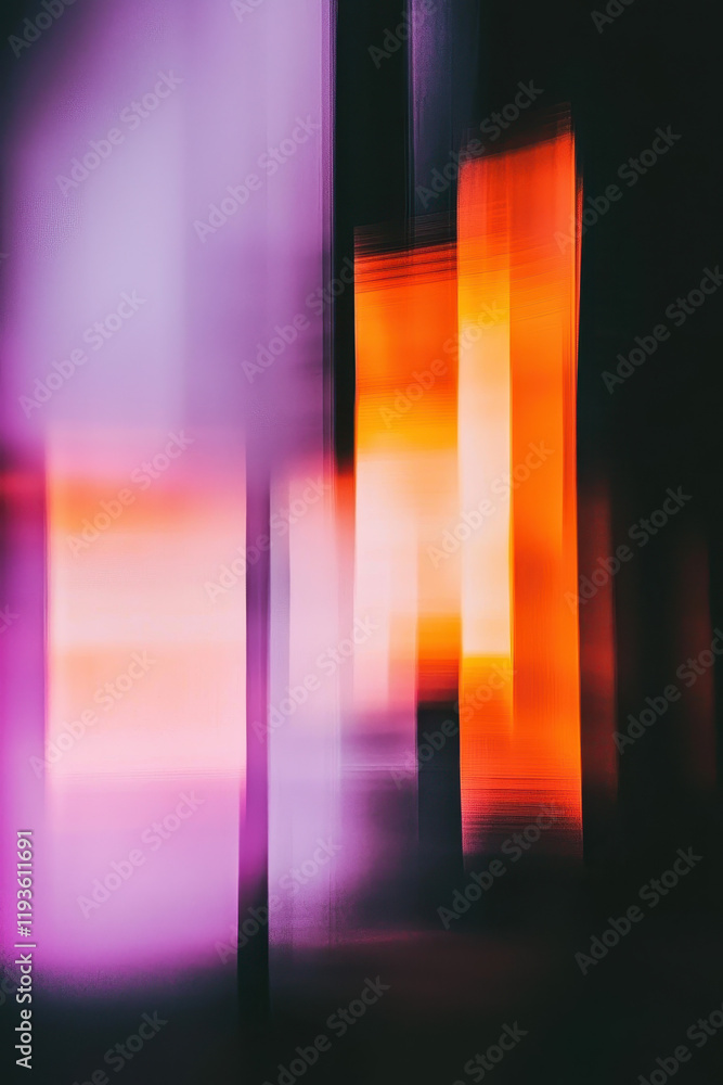Poster exploring the vivid realm of abstract color and light: a dynamic blend of motion, geometry, and emot