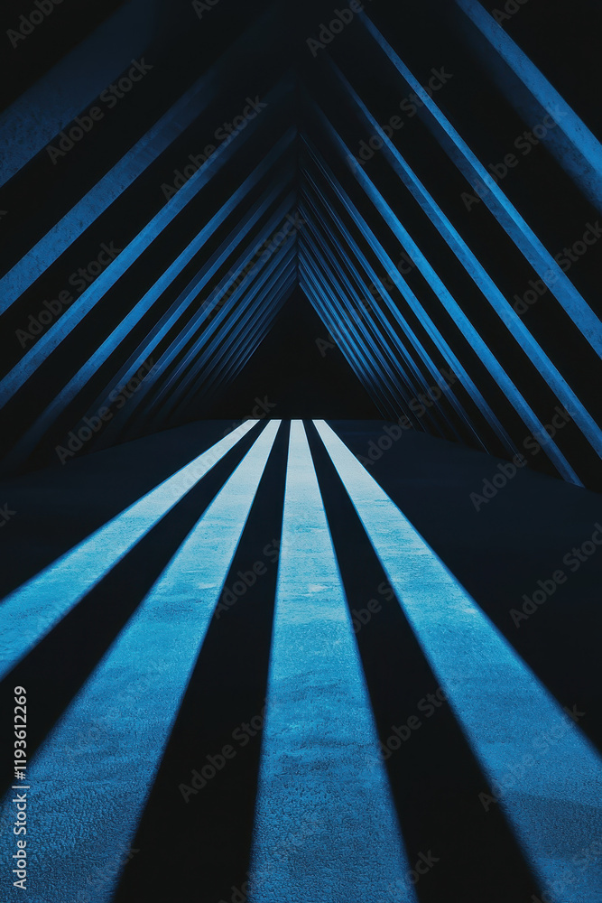 Poster explore the dramatic play of light and shadows in modern architectural spaces with striking geometri