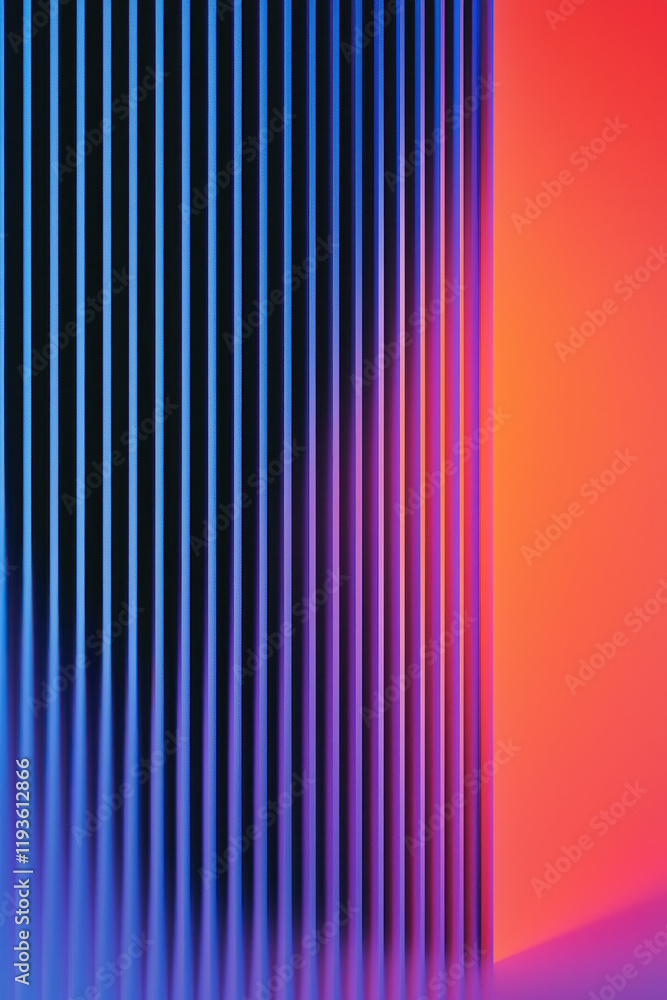 Poster explore the vibrancy of color and pattern: an abstract fusion of lines and gradient hues in a modern