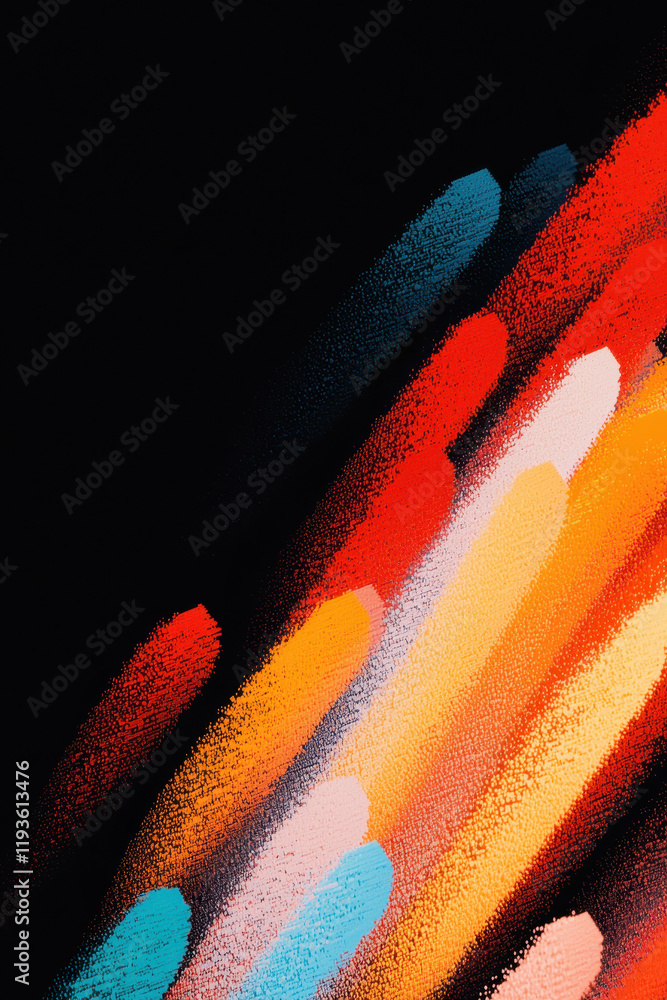 Poster vibrant abstract strokes: dynamic textured painting in bold hues and expressive patterns for creativ