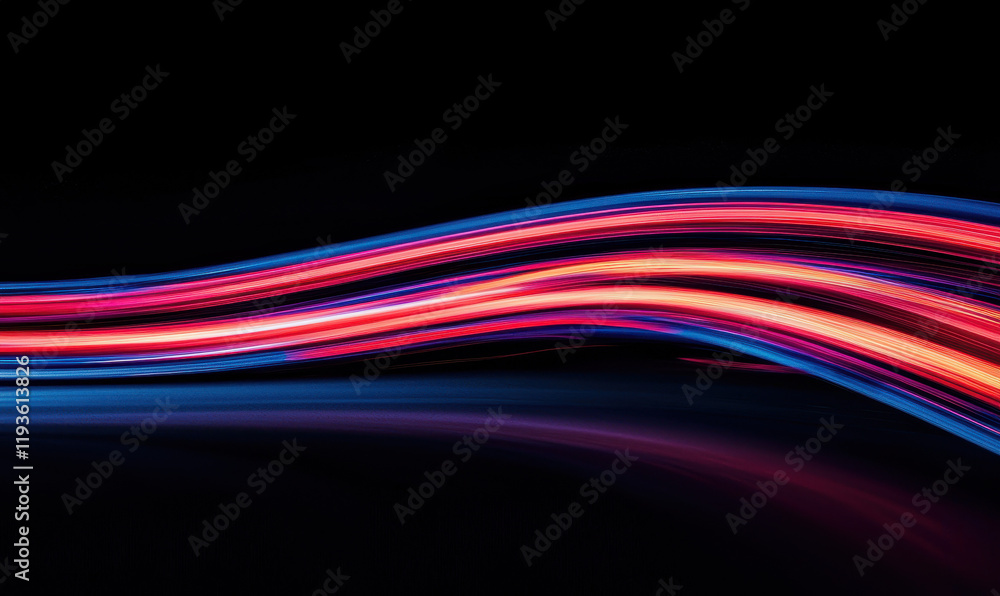 Poster dynamic colorful light trails creating vibrant abstract patterns in a modern technological motion di