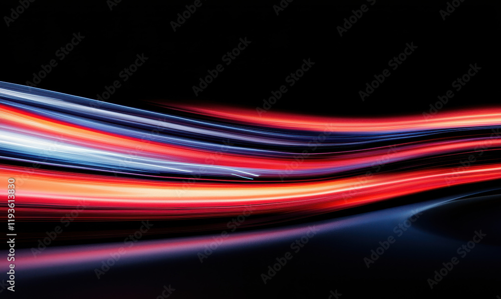 Aufkleber dynamic motion and speed: abstract streaks of light in a futuristic transport design capturing the e