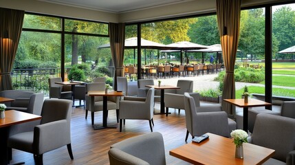 Fototapeta premium Sophisticated lounge area featuring cozy furniture and minimalist design elements, perfect for relaxation and social gatherings